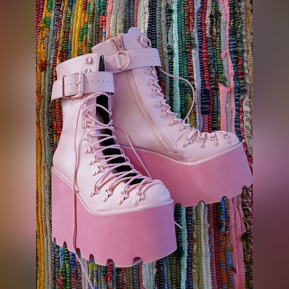 Dolls Kill Pink Platform Boots - Picture 4 of 5
